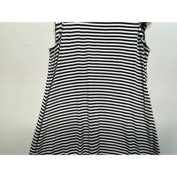 Old Navy Flutter Sleeves Swing Dress Womens Size L Black White Striped Casual - Picture 6 of 11